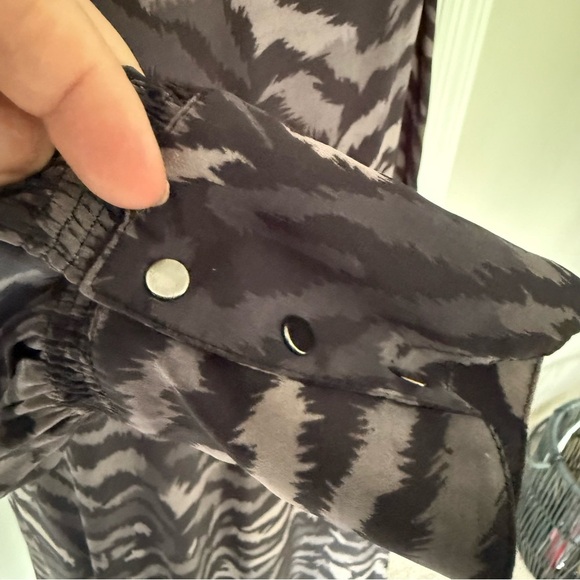 All Saints Fayre Remix Animal Printed Long Sleeve Black Handkerchief Midi Dress - Picture 7 of 14